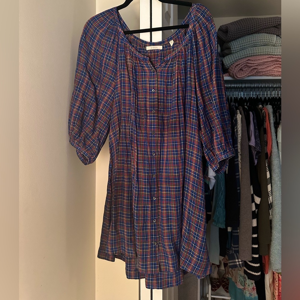 Doen Flannel Plaid Blue Red Dress